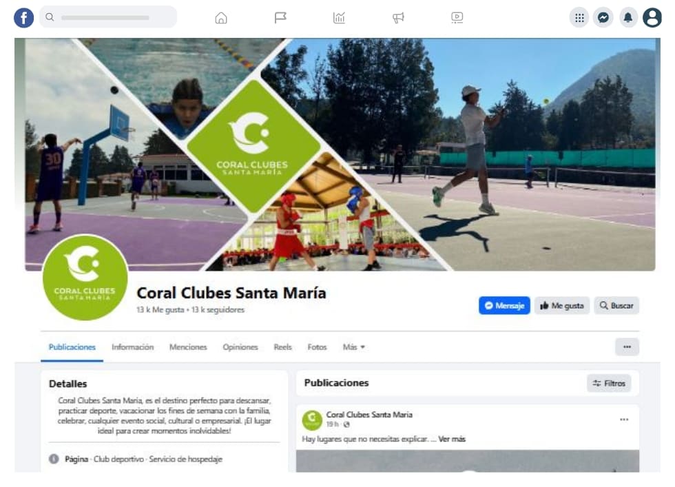 Plan de contenidos mensuales para redes sociales de Coral Clubes