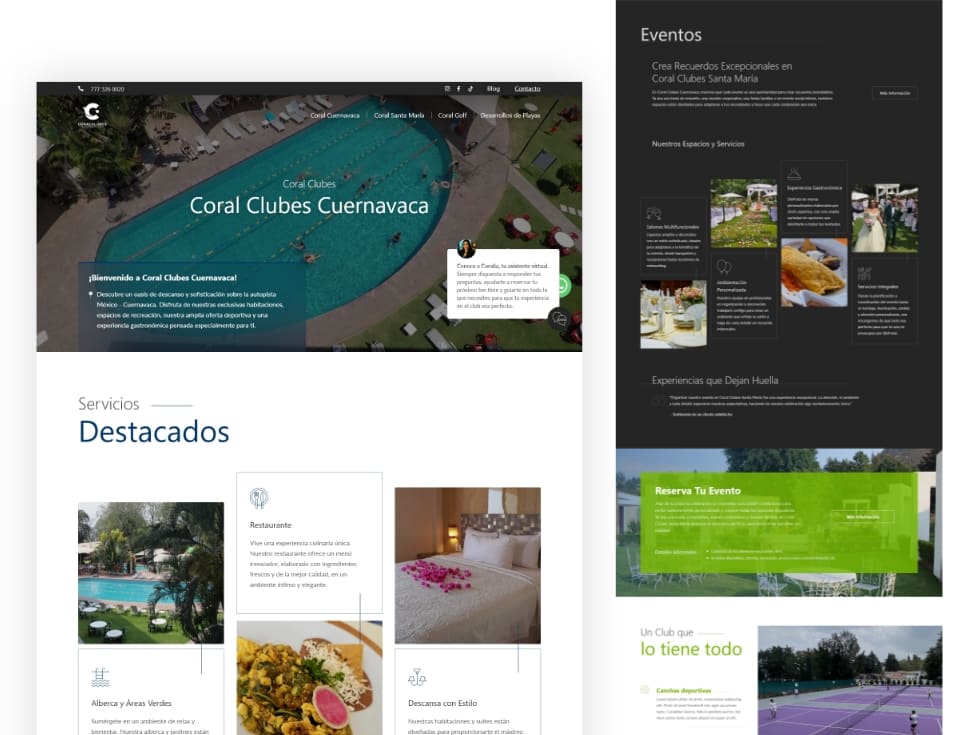 sitio web desarrollado para Coral Clubes con diseño responsive