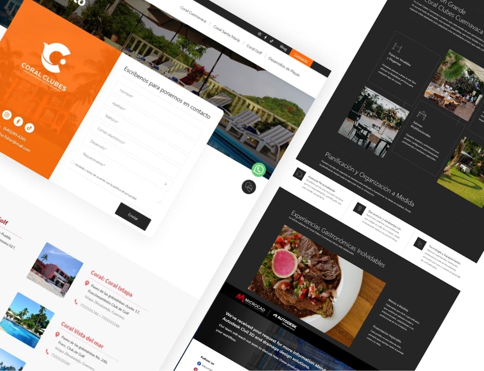 Mockup del rediseño web implementado en Coral Clubes