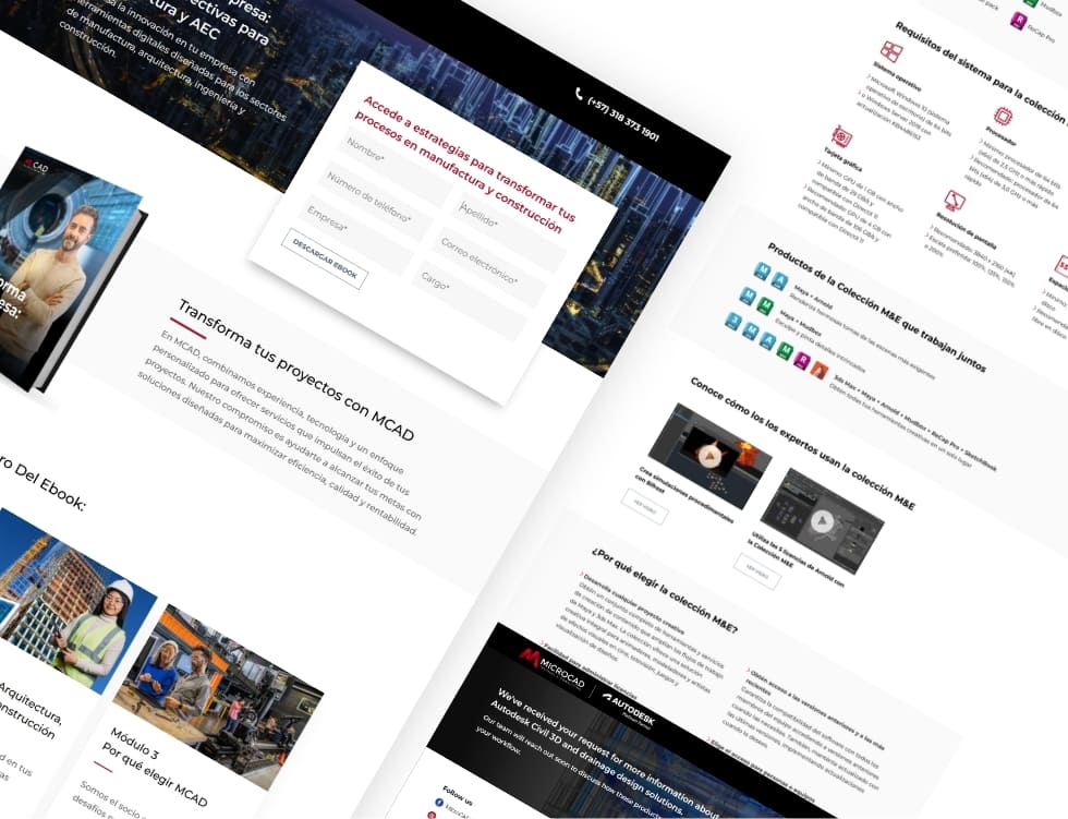 Mockup del rediseño web implementado en Mcad