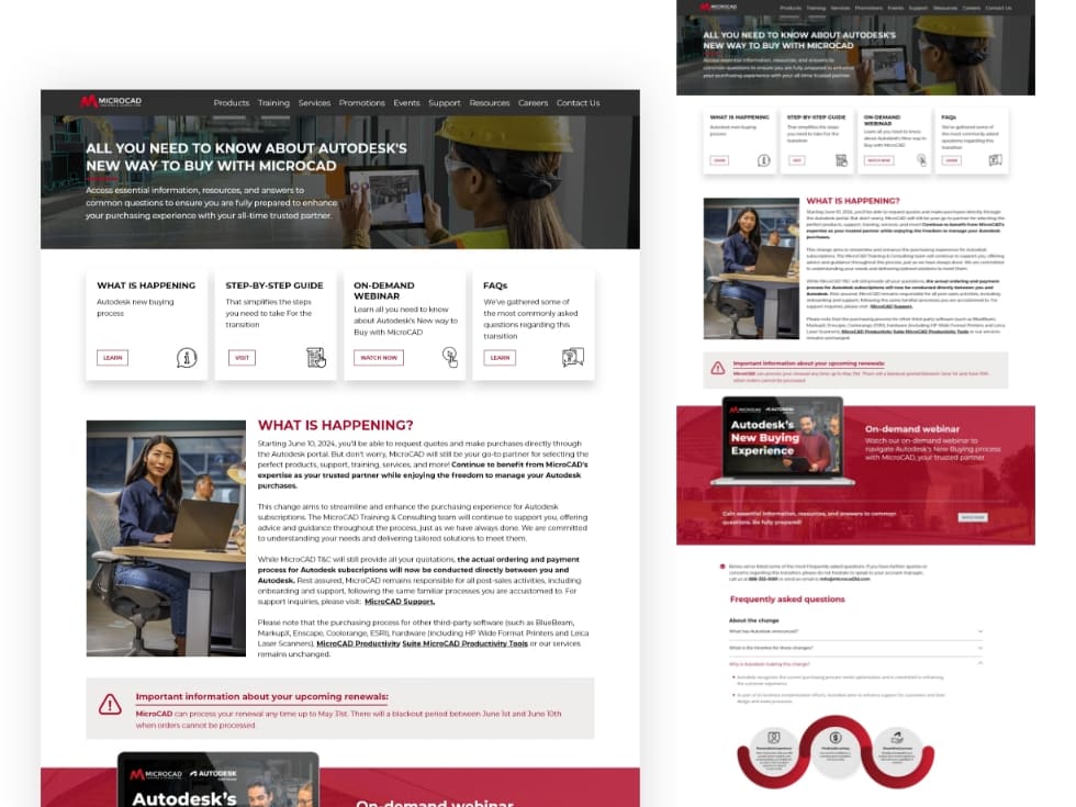sitio web desarrollado para Microcad con diseño responsive