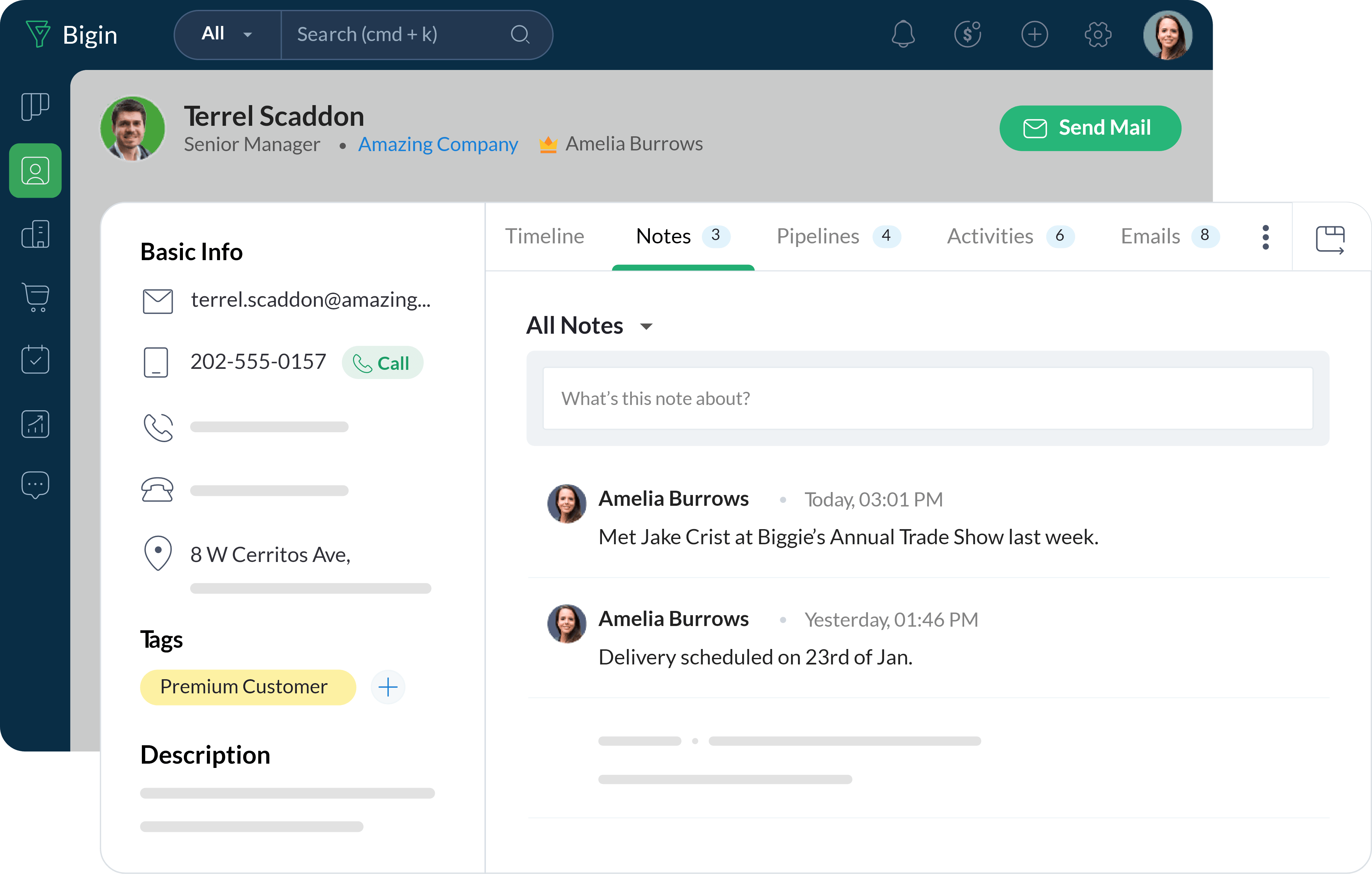Zoho Bigin para cliente B2B